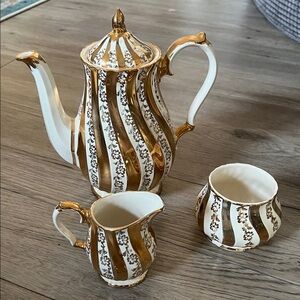 Vintage Elegant Gold and White Tea Set